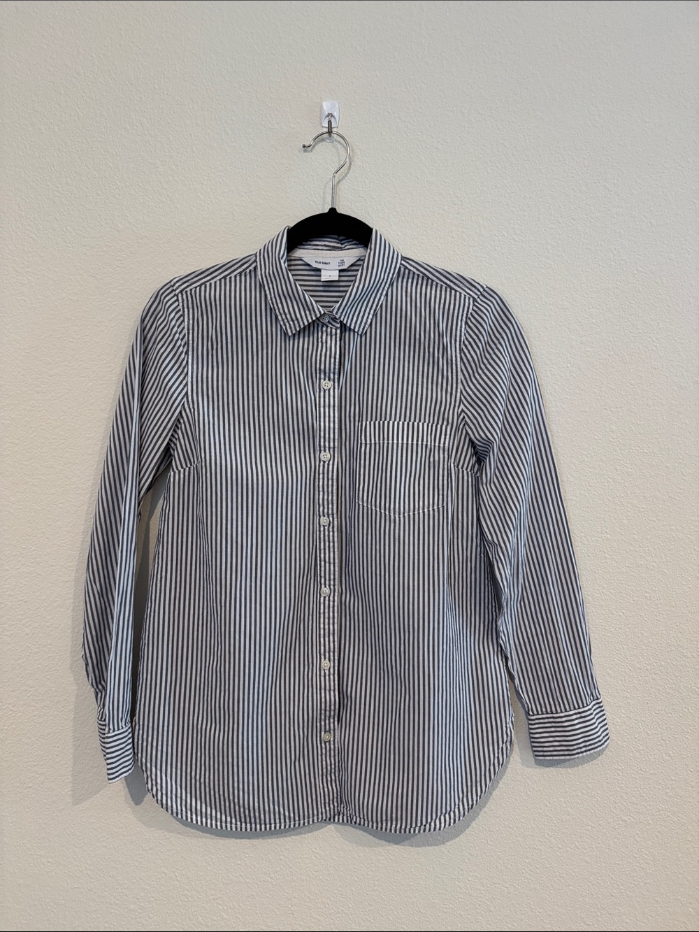 Old Navy -  Navy & White Vertical Stripe Button-Down Shirt